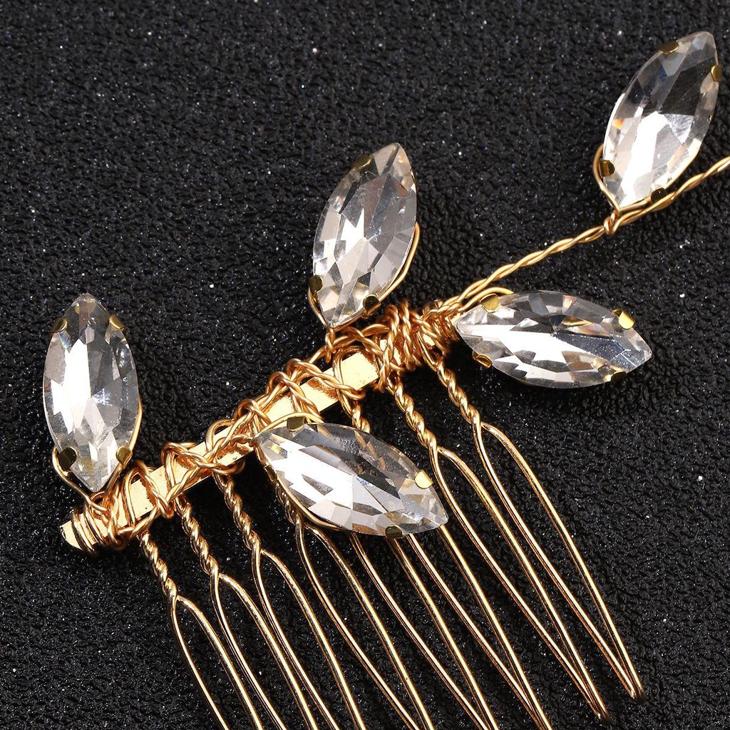 SUMU Trâm Cài Tóc Đính Pha Lê Handmade Cho Cô Dâu