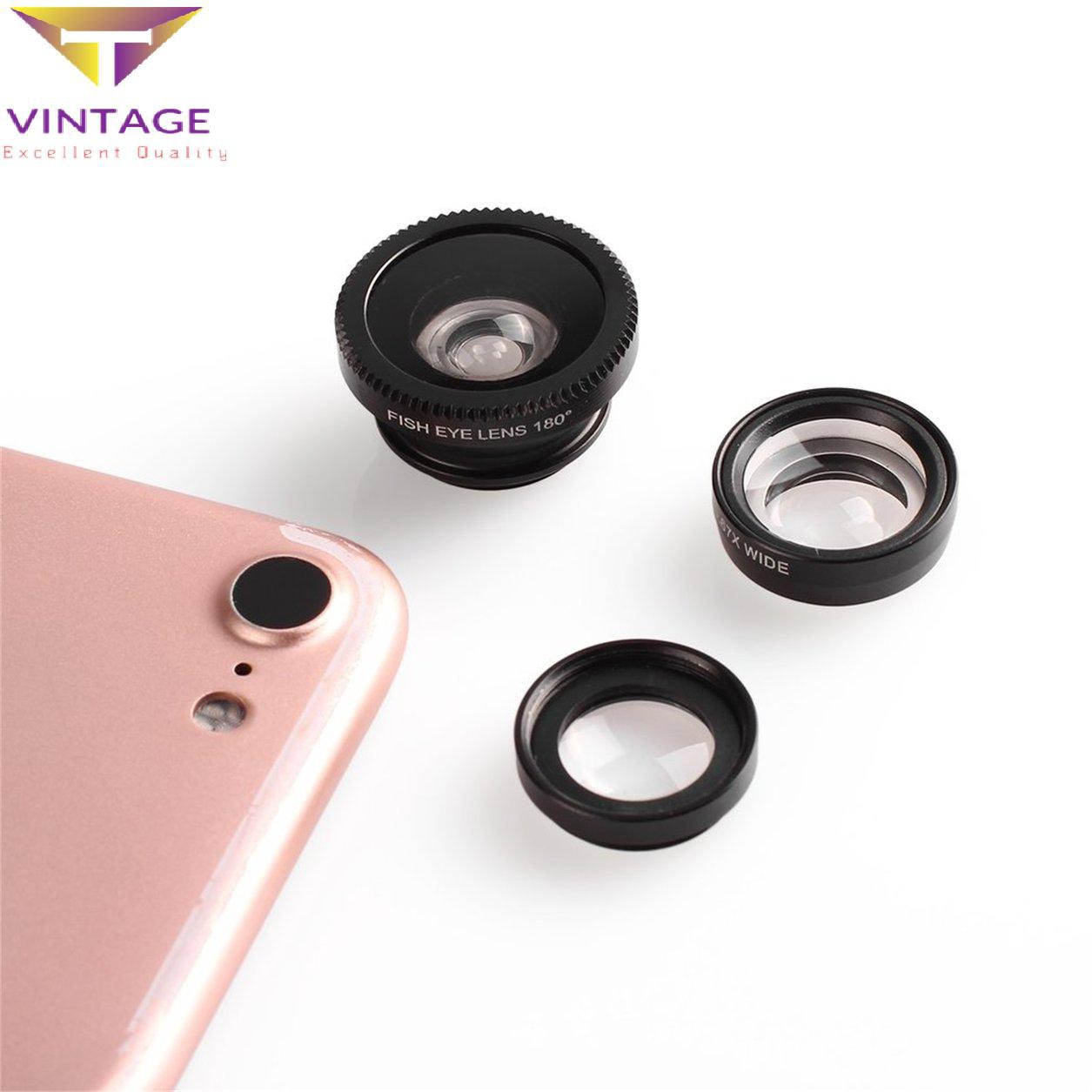 NEW*  3 In 1 Portable Clip Type Mobile Fish Camera Lens Wide Angle Round Shaped