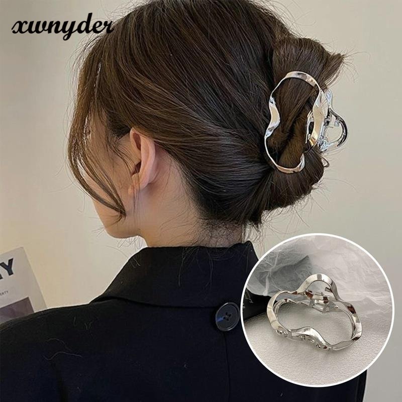 Kẹp Tóc Kim Loại Kiểu Dáng Hình Học Ba Chiều Cá Tính Đơn Giản Phong Cách Cho Nữ