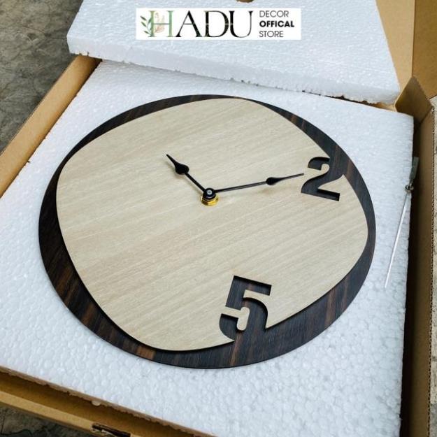 Đồng hồ treo tường trang trí phòng khách Decor bằng gỗ - HaduDecor