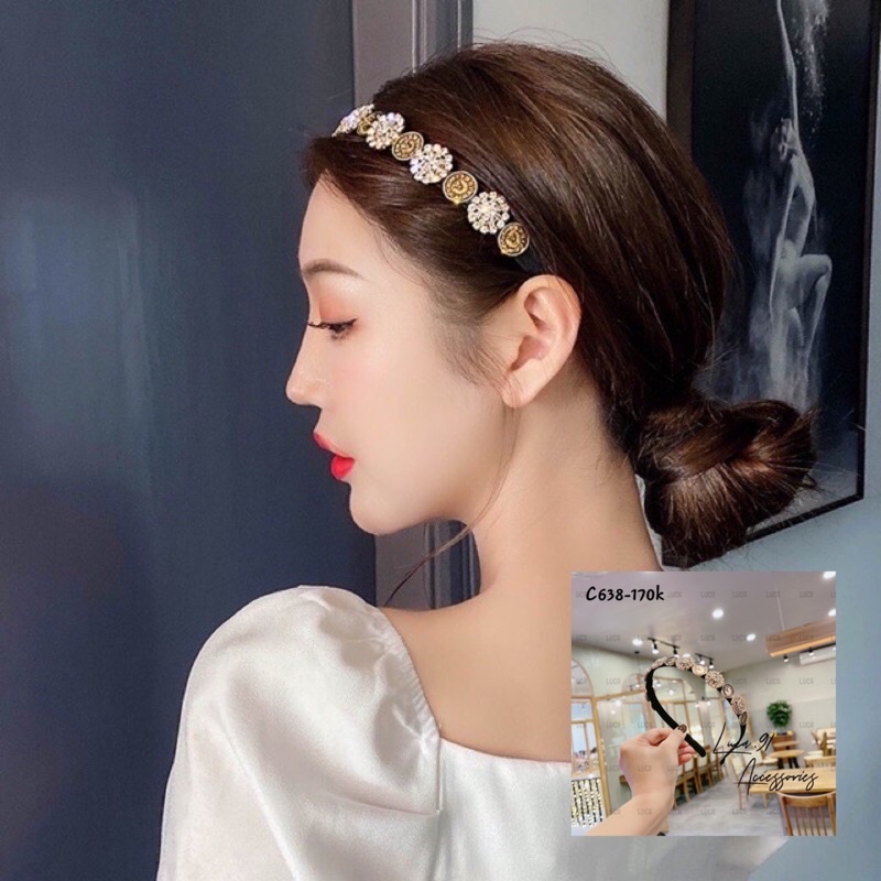 Bờm xu đá pha lê / băng đô pha lê , phụ kiện tóc tiểu thư xinh đẹp - Hari Korea Accessories