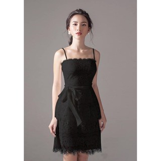 Đầm ren xòe 2 tầng - Đen