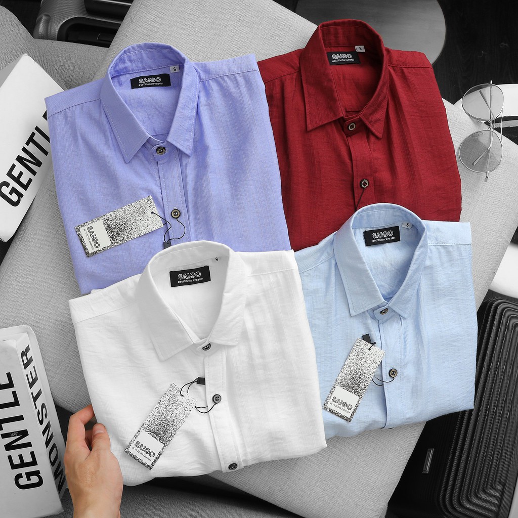 Áo sơ mi nam ngắn tay 4 màu SAIGO vải cotton phong cách sang trọng - Bản Lĩnh Đỉnh Cao