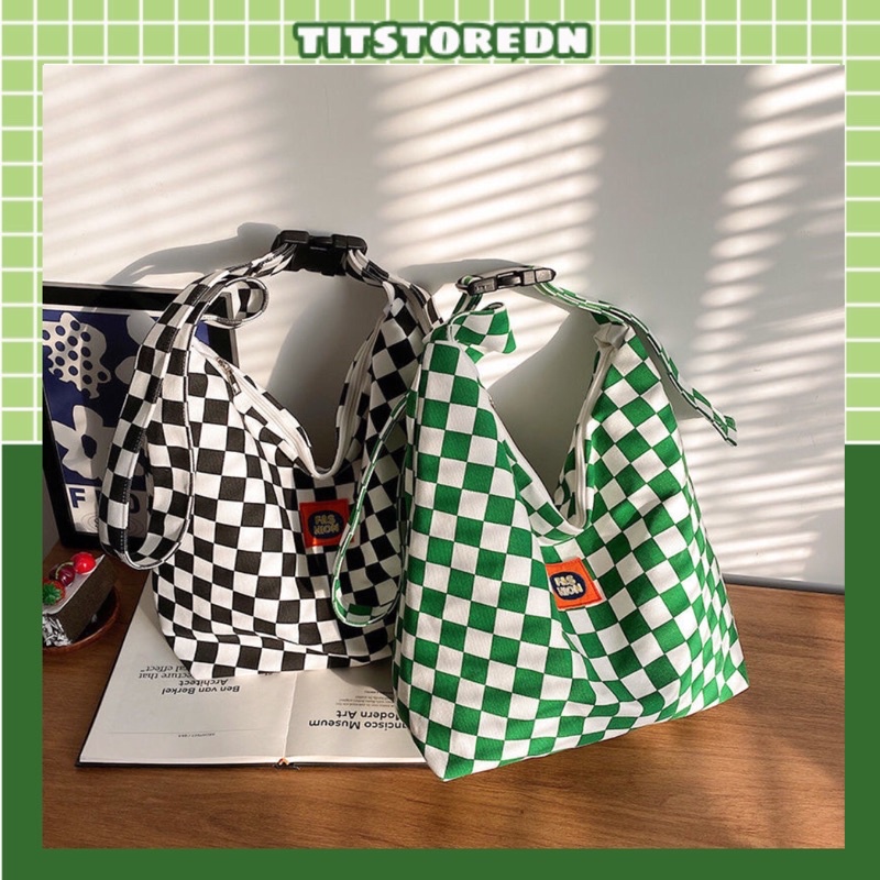 Túi caro quai nịt size to unisex (vừa a4 + có sẵn)