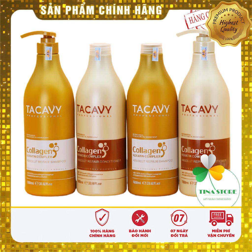 Miễn Ship🔥Cặp Dầu Gội Xả TACAVY 1000ml | Phục Hồi Tóc Hư Tổn, Khô Xơ, Gãy Rụng, Ngừa Gàu, Kích Thích Mọc Tóc |Chính Hãng