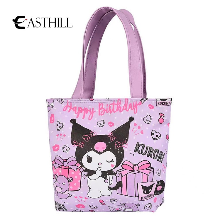Túi Da PU Đựng Hộp Cơm Trưa Di Động Họa Tiết Hoạt Hình Kuromi My Melody Cinnamoroll Dễ Thương