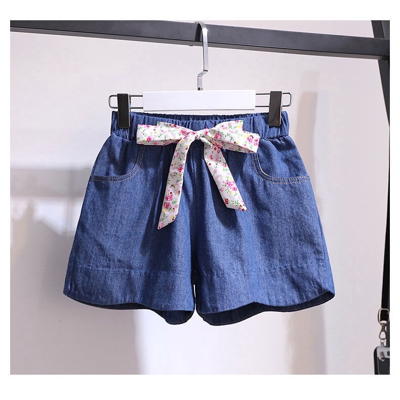 Set Đồ 2 Món Gồm Áo Thun Và Quần Short Denim Thời Trang Hàn Quốc Mới Dành Cho Bé Gái 2022