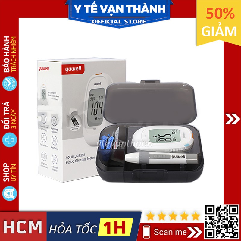 ✅ [CHÍNH HÃNG] Máy Đo Đường Huyết- Yuwell 582 [+10 QUE, 10 KIM] -VT0332 | Y Tế Vạn Thành