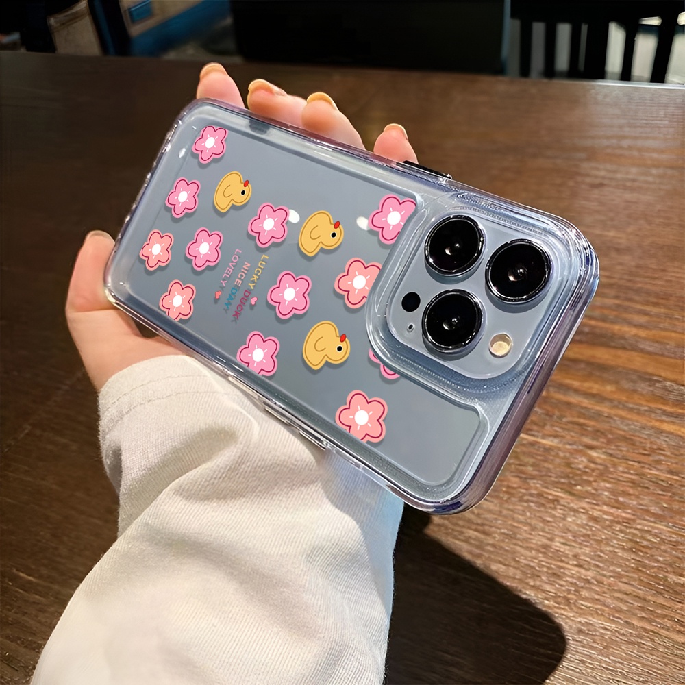 Ốp Điện Thoại Trong Suốt Hình Vịt Và Hoa Cho iphone 14 Pro Max Plus 13 11 12 7Plus X XR XS Max