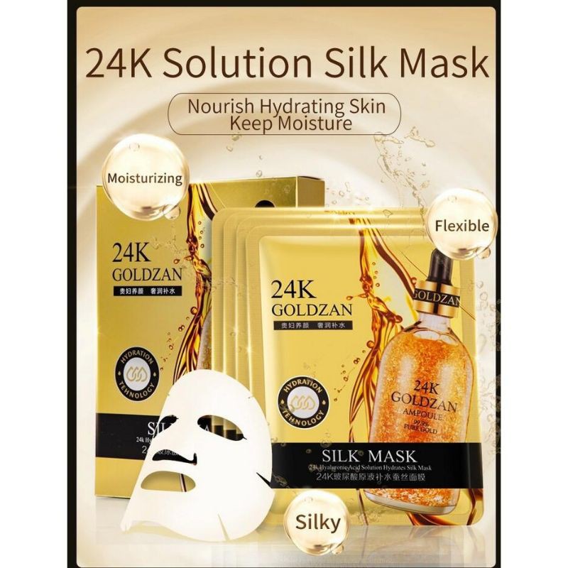 [HỘP 10 MIẾNG]Mặt Nạ Vàng 24K GOLDZAN SILK MASK POYALI Trẻ Hóa Làn Da Căng Mịn Sáng Trắng