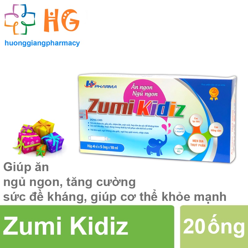 Zumi Kidiz bổ sung vitamin lysine kẽm cho cơ thể hỗ trợ tăng cường tiêu hóa giúp ăn ngon miệng và ngủ sâu Hộp 4 vỉ
