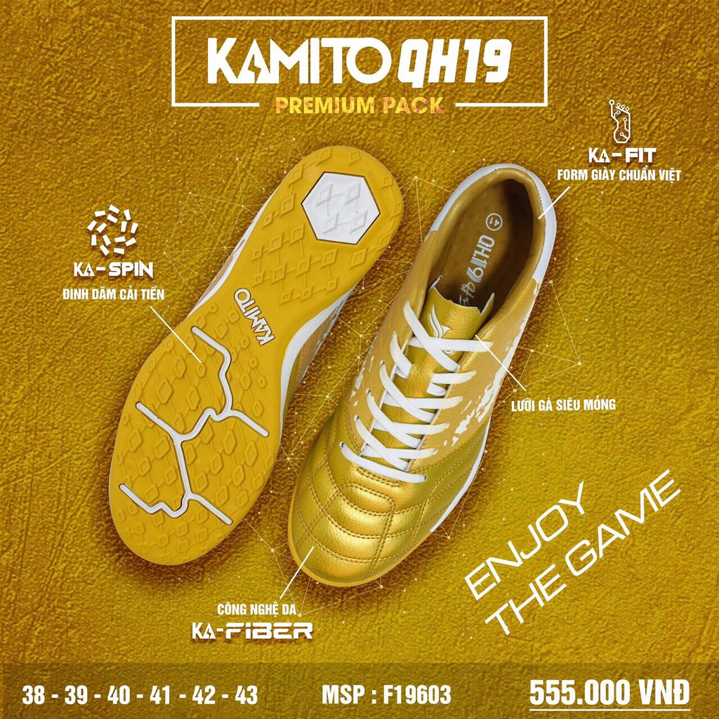 Giày đá bóng Kamito Quang Hải 19 Premium Pack, Giày đá banh QH19 chính hãng Full Box tặng kèm túi rút
