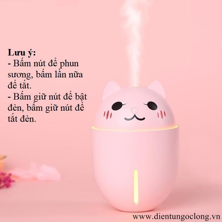 MÁY PHUN SƯƠNG MINI HÌNH CHÚ MÈO TÍCH HỢP ĐÈN TẶNG KÈM ĐÈN QUẠT USB ( Giao Mầu Ngẫu Nhiên )