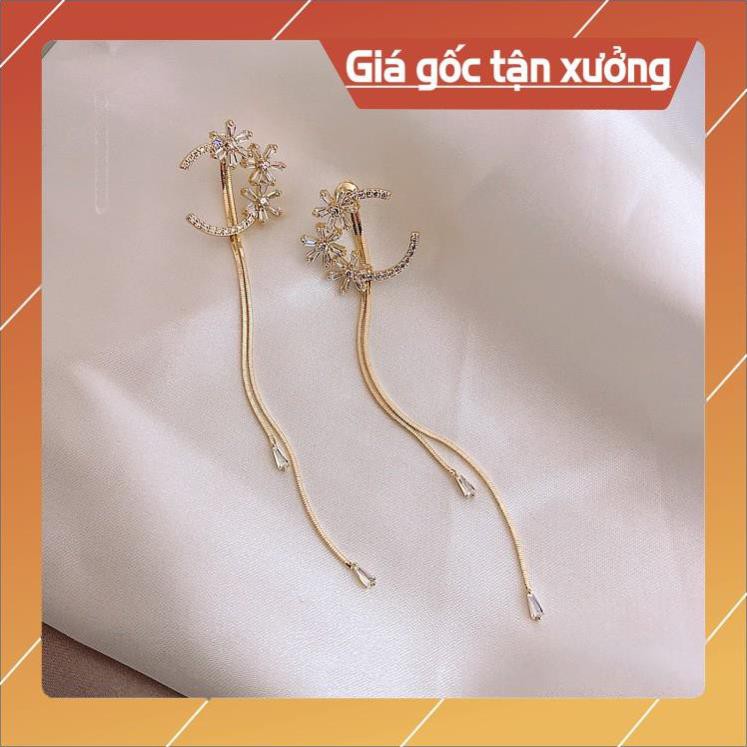 [FREESHIP] BÔNG TAI HOA PHA LÊ DÀI SỢI MẢNH NỮ TÍNH - MELY 1300