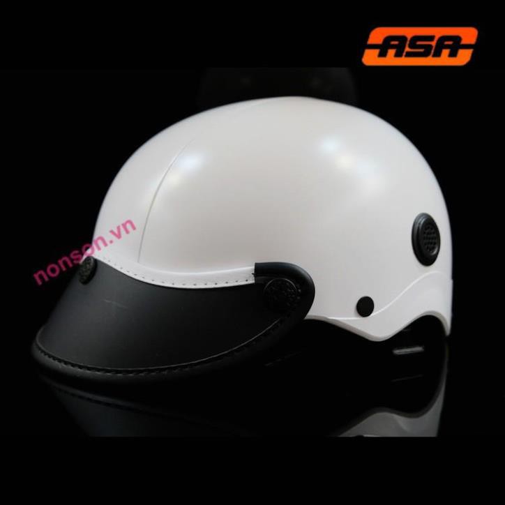 Mũ bảo hiểm sơn nhám Panda có thông gió (Trắng) - ASA HELMETS