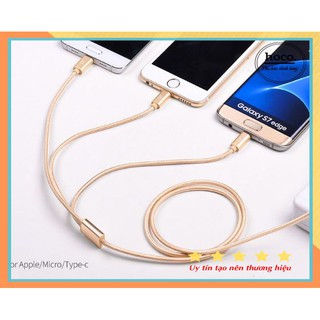 Cáp Sạc Dây Dù 3 Đầu Lightning + Micro + Type-C Hoco X2