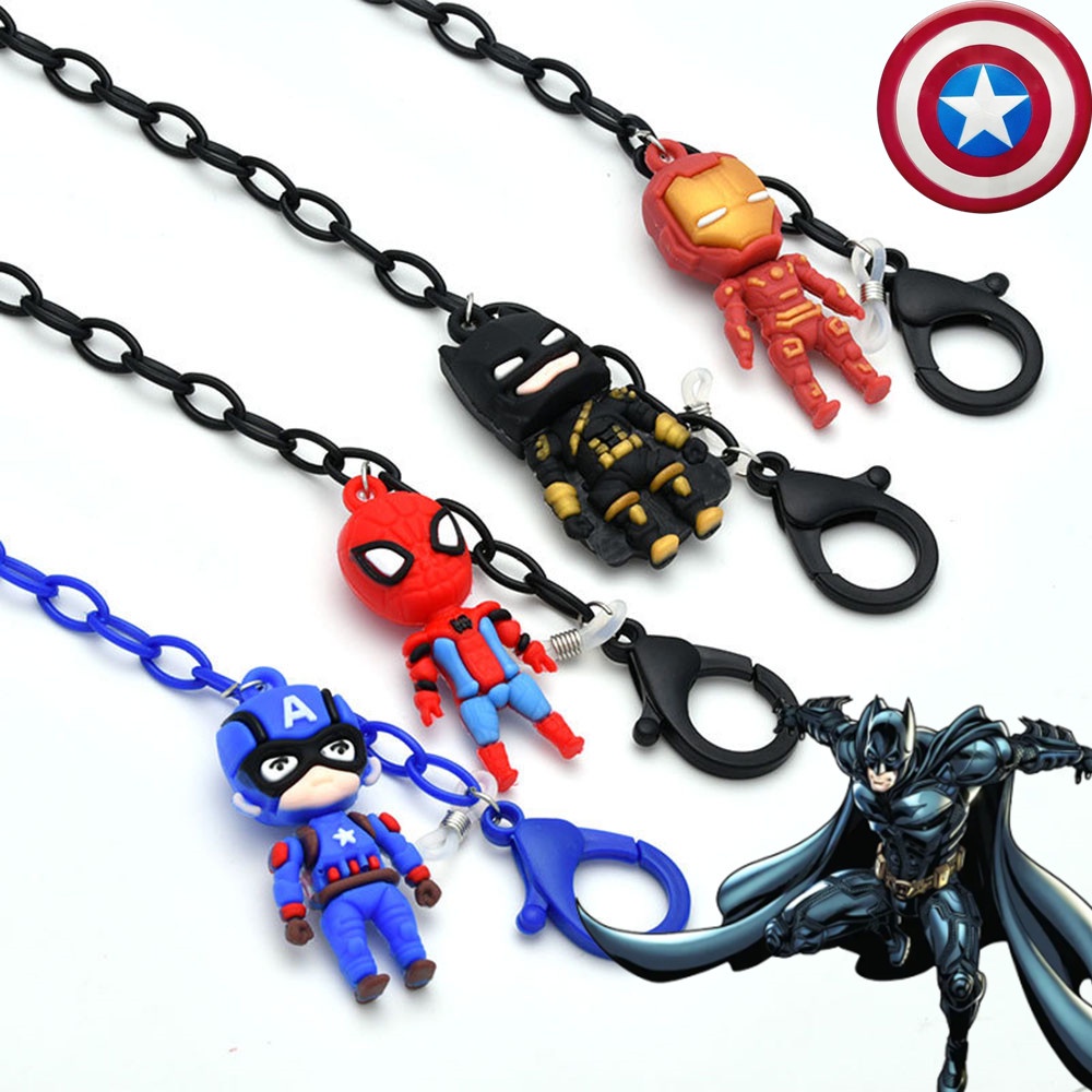 người nhện dây đeo khẩu trang Dây Đeo Mắt Kính Acrylic Chống Thất Lạc Đa Năng In Họa Tiết Batman/Siêu Nhân/Người Sắt Cho Bé dây xích marvel độc đáo