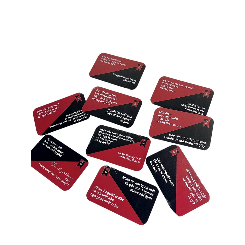 Bộ bài Truth or Dare đỏ Thách hay Thật với 52 lá sự thật hay thử thách