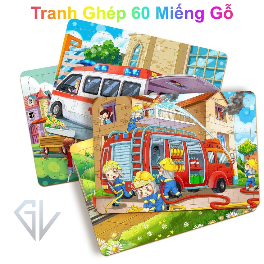 Đồ chơi tranh ghép hình 60 miếng gỗ puzzle - Bộ ghép hình - Tranh xếp hình - Đồ chơi thông minh