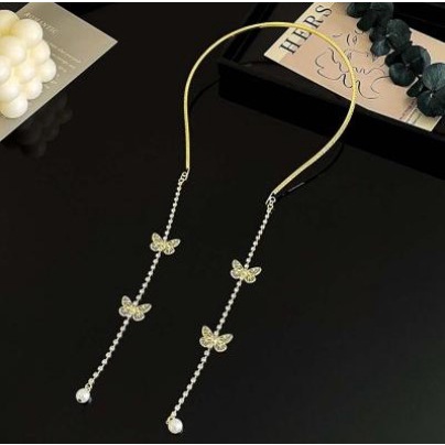 EPOCH Sweet Tassel Headband Temperament|Thin Hair Hoop Women Pearl French Butterfly Girls Simple Hair Accessories/Multicolor