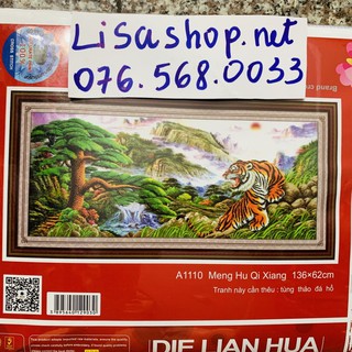 Tranh thêu con hổ chưa thêu 136x62cm chưa thêu 3d a1110