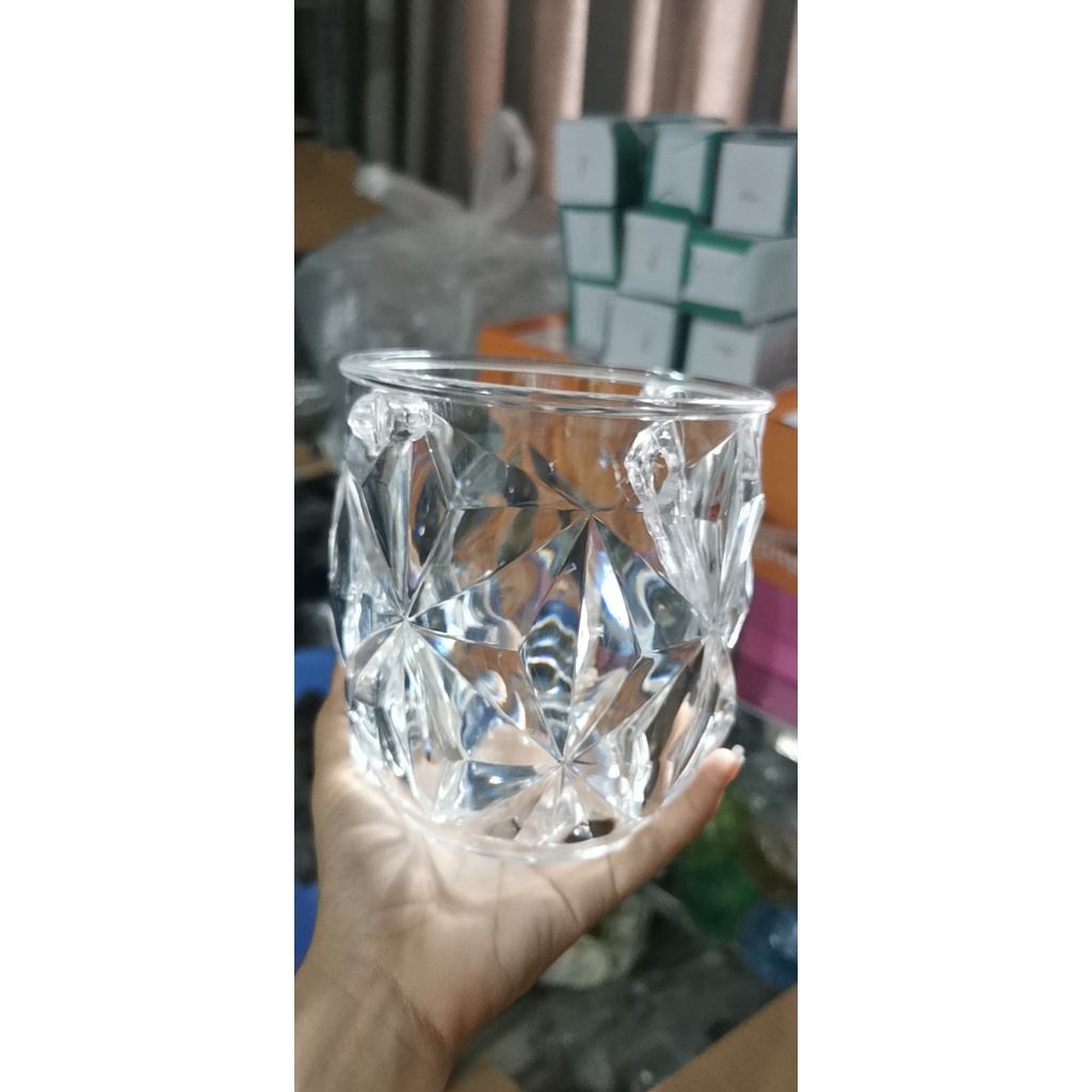 XÔ ĐÁ nhựa trong suốt sang trọng đẹp mắt họa tiết pha lê,kim cương