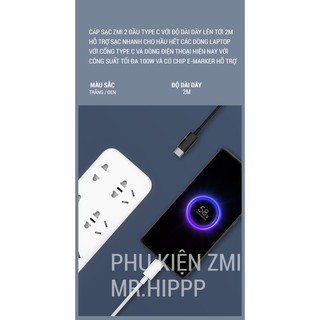 Cáp sạc nhanh 100W Zmi Type-C 2m PD Emarker