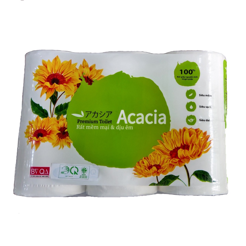 Giấy vệ sinh không lõi ACACIA-lốc 6 cuộn trọng lượng 950g dày 3 lớp