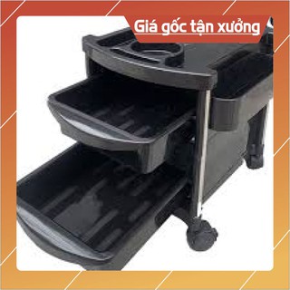 Xe đẩy nail spa 3 tầng nhựa đen, có bánh xe💥FREESHIP💥đựng đồ nail dụng cụ nail, xe đẩy nhỏ gọn, xinh xắn siêu bền đẹp  🤩