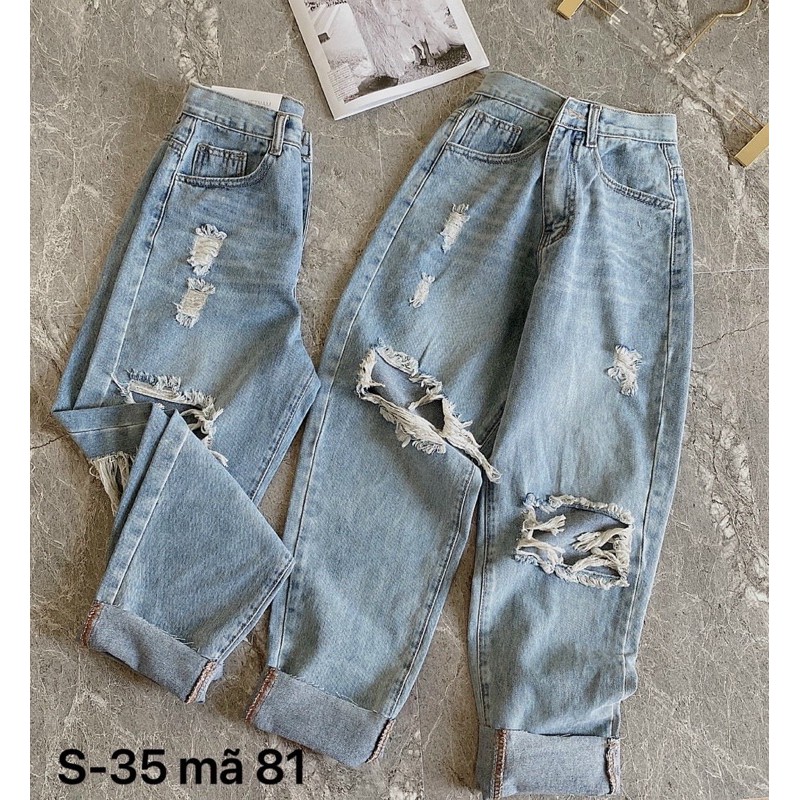 Quần jean baggy nữ ✈️FREESHIP✈️ quần jean baggy nữ rách lưng cao size đại từ 40kg đến 80kg MS81 bigsize 2KJean | BigBuy360 - bigbuy360.vn