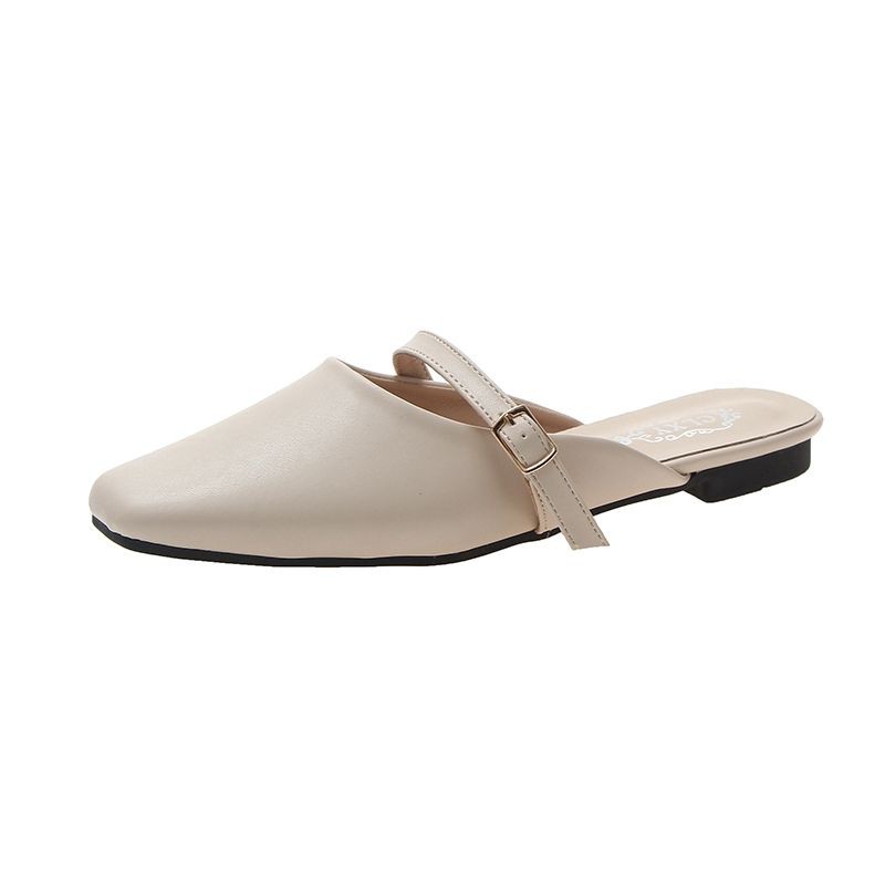 Giày sục da trơn mõm vuông quai trước cực xinh - Có ảnh thật