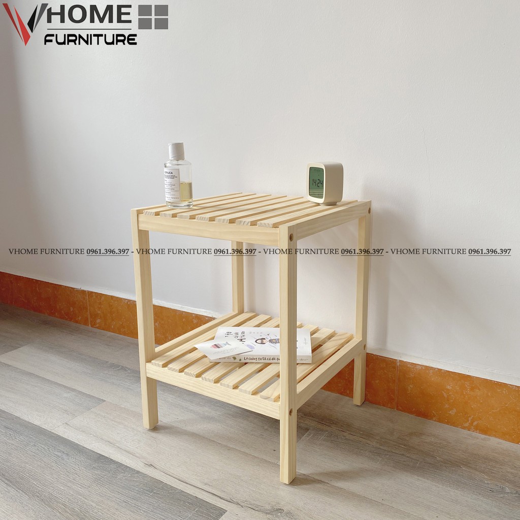 Kệ Đầu Giường Gỗ Thông VHOME Furniture Mặt Nan Gỗ 35cm x 35cm x 50cm Nội Thất Lắp Ráp | BigBuy360 - bigbuy360.vn