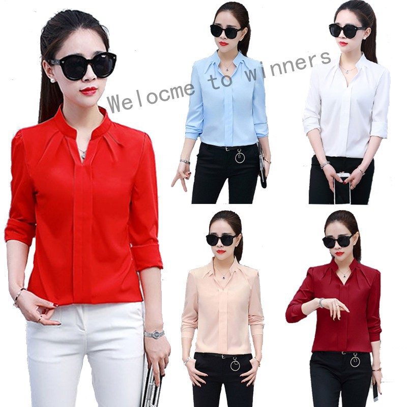 Áo voan dài tay kiểu dáng công sở thanh lịch dành cho nữ