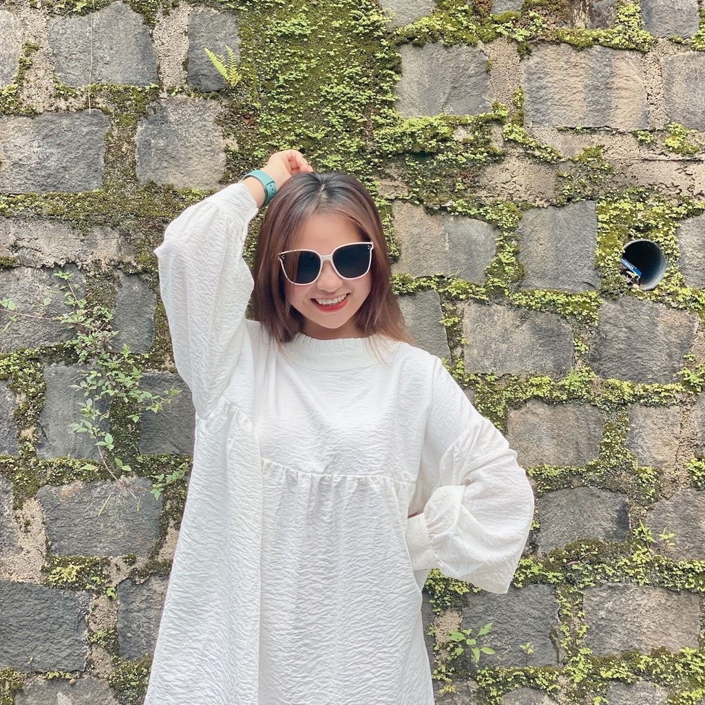 [Mã WABR0101 giảm 10% đơn 99K] Đầm nữ babydoll tay dài GUMAC màu trắng freesize DB5103 | BigBuy360 - bigbuy360.vn