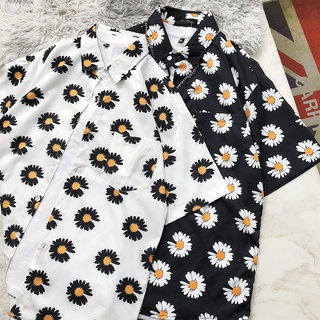 (M-3XL) Áo sơ mi nam, thoáng mát không nhăn, vải chất lượng cao, tay áo ngắn rời in hình hoa cúc nhỏ ở trên