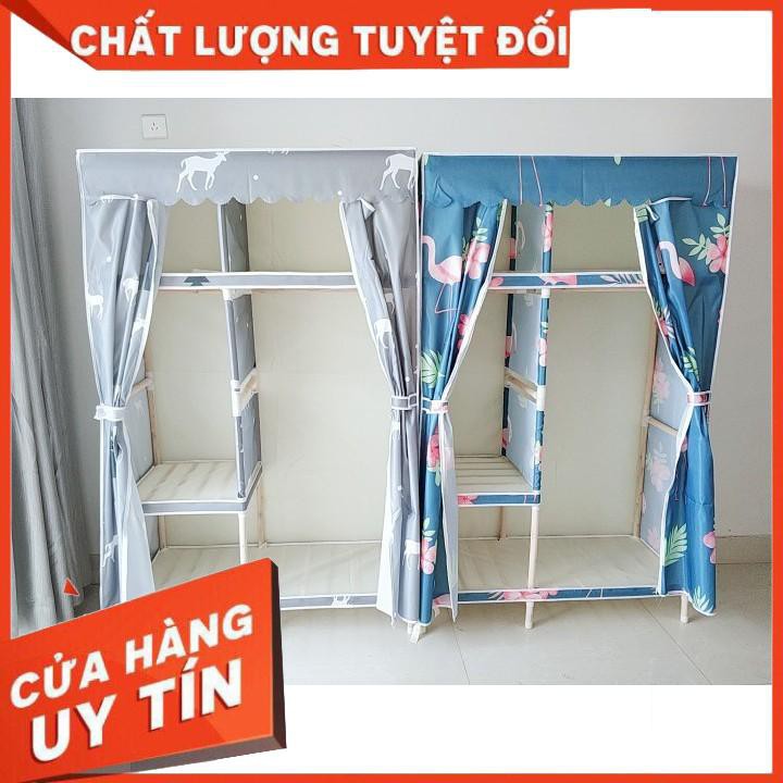 Tủ Vải Đựng Quần Áo Tủ Khung Gỗ 4 Buồng 8 Ngăn Cao Cấp Bảo Hành 12 Tháng tuvaicaocapvn