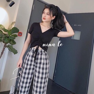áo phông nữ rút dây giữa chất cotton