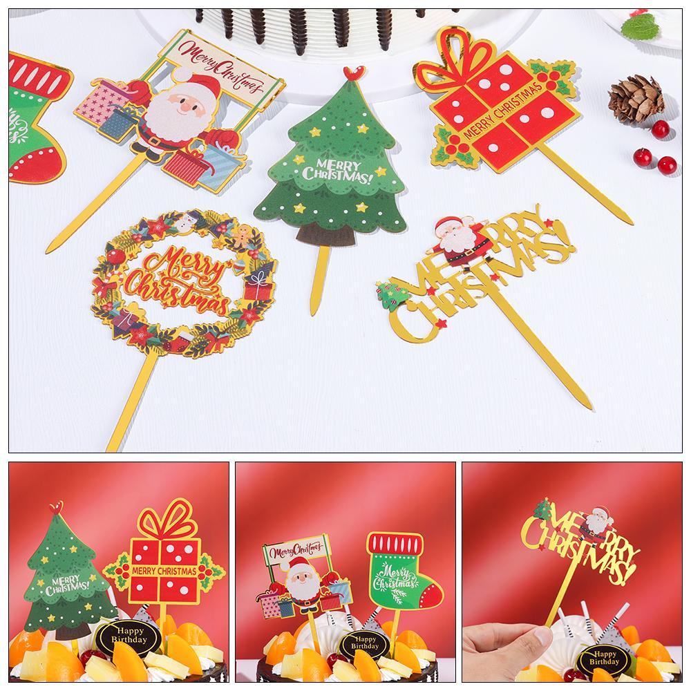 1 Que Cắm Trang Trí Bánh Kem Bằng Acrylic Phong Cách Giáng Sinh DIY