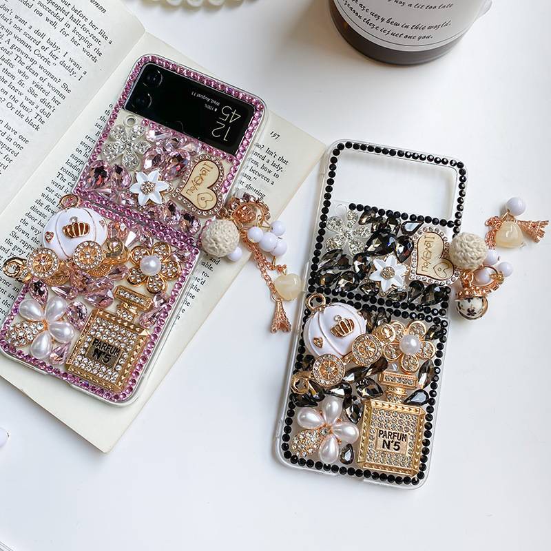 Ốp điện thoại pha lê hình hoa 3D sang trọng thích hợp cho Samsung Galaxy Z Flip 3 Zfold 3 Flip3