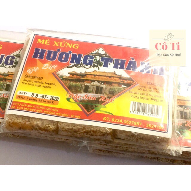 [CHÍNH HÃNG] Kẹo Mè Xửng Hương Thành - Dẻo - Đặc Sản Huế - 180gr và 300gr/1 gói/6 miếng