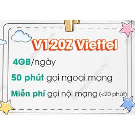 Sim Viettel V120Z - 120GB/tháng - 4GB/ngày và Miễn Phí gọi Chỉ 90k/tháng