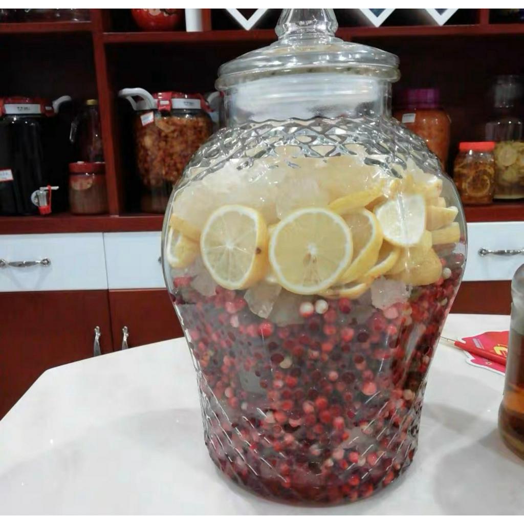 Bình thủy tinh lục lăng vát kim cương ngâm rượu, đựng thực phẩm cao cấp Gabeo Glass nhiều dung tích mã 8833