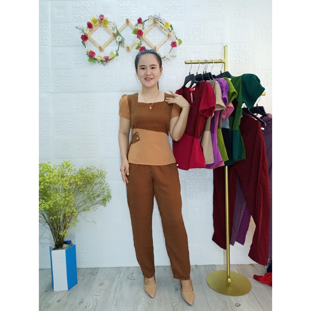 GIẢM GIÁ HÔM NAY BỘ MANGO PHỐI CARO NHÍ CAO CẤP