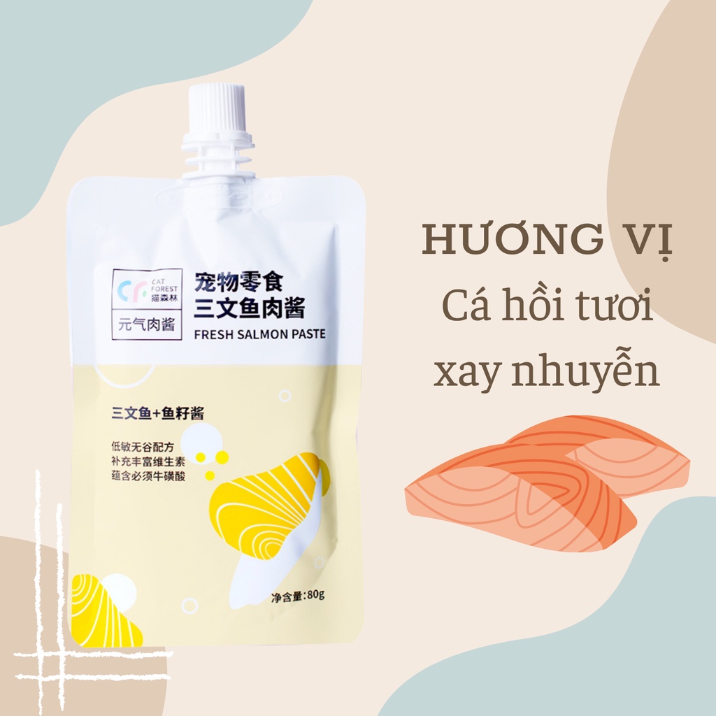 SÚP THƯỞNG CAT FOREST CÁ NGỪ CÁ HỒI XAY NHUYỄN CHO MÈO MỌI LỨA TUỔI 80g