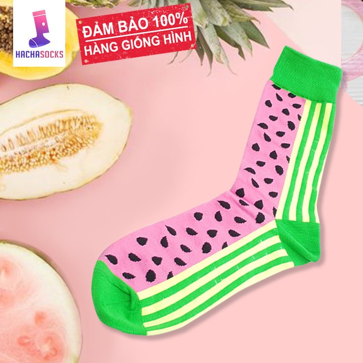 Vớ Tất Nam Họa Tiết Thêu Đẹp Hình Thức Ăn, Trái Cây, Polka Dot