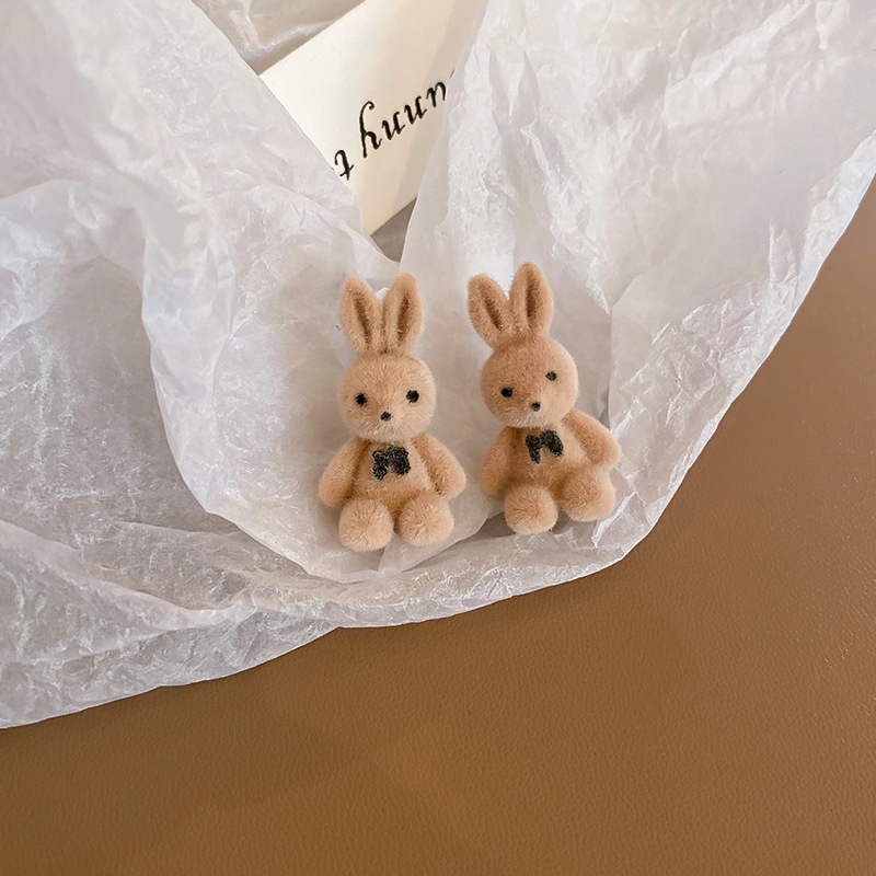 Bông tai mạ bạc 925 hình thỏ đính nơ phong cách đáng yêu