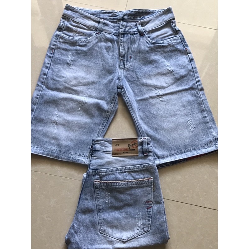 Quần Short Jean nam chất liệu cotton thiết kế màu sắc basic,quần bò ngố thoáng mát QS06