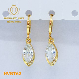 Bông Tai, Khuyên Tai Nữ Dáng Dài Đính Đá Trắng Xi Mạ Vàng Non Cao Cấp - Trang Sức Hava Hong Kong - HVBT62
