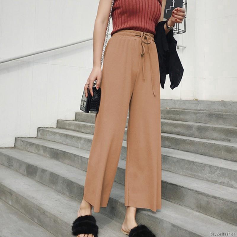 [Baywellfashion]Quần ống rộng lưng cao co dãn cho nữ | BigBuy360 - bigbuy360.vn