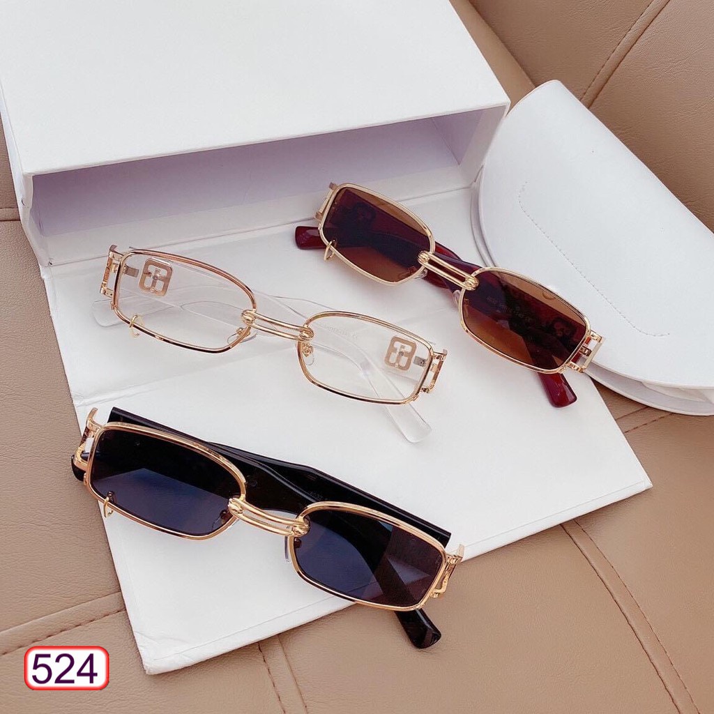 Mắt Kính Thời Trang Cao Cấp Kim Loại 524 Mắt Xích Form Vuông Hot Trend Cá Tính - Hazo